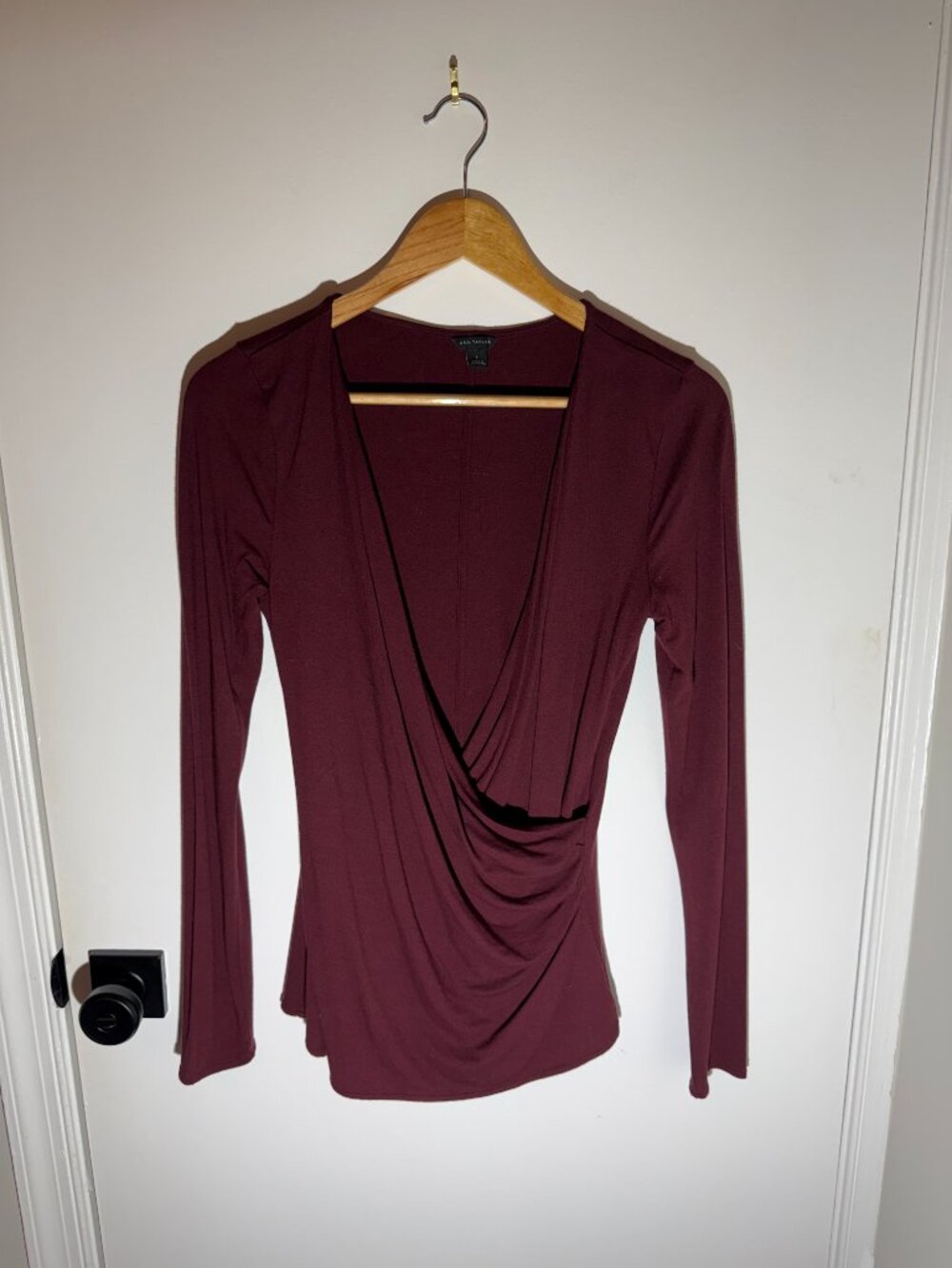 Ann Taylor Wrap-Front Long-Sleeve Top